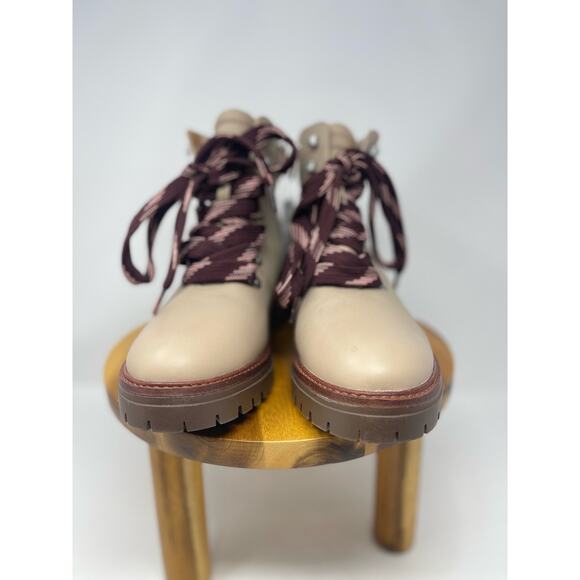 Gentle Souls Kenneth‎ Cole Brooklyn 2.1 Taupe Leather Burgundy Lace Up Boots - Picture 5 of 10